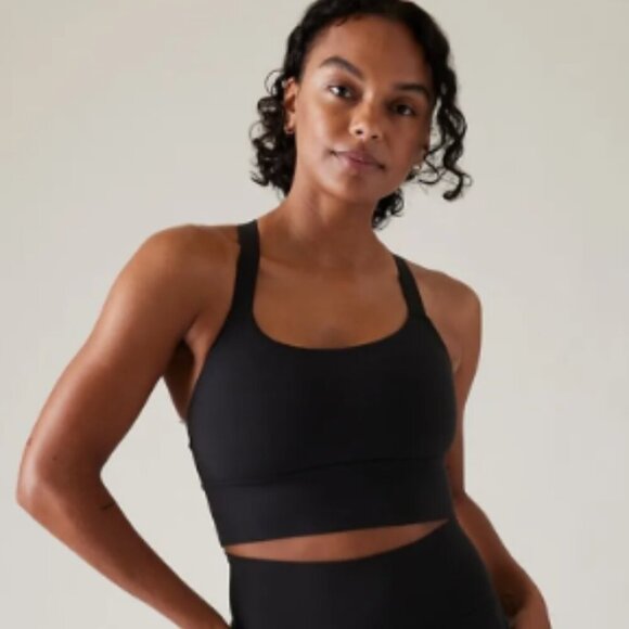 Athleta Other - Athleta Warrior Longline Bra Thick Straps Medium Support Black Buttery Soft New!